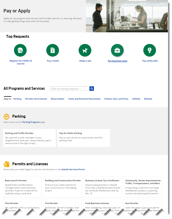 Example of a new topic page for Pay or Apply