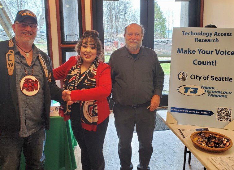 Image: Seattle IT staff doing community outreach for the 2023 Technology Access Survey.