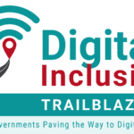 Graphic image with the words Digital Inclusion Trailblazer Local Governments Paving the way to digital equity