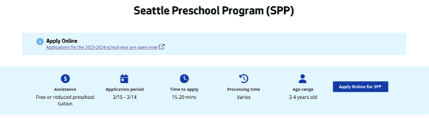 Cropped image of the Seattle Preschool Program in the new program detail template