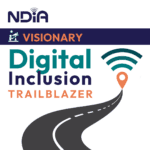 Logo of Digital Inclusion Trailblazer with graphic road and wi-fi symbol