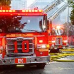 Red Fire truck with ladders